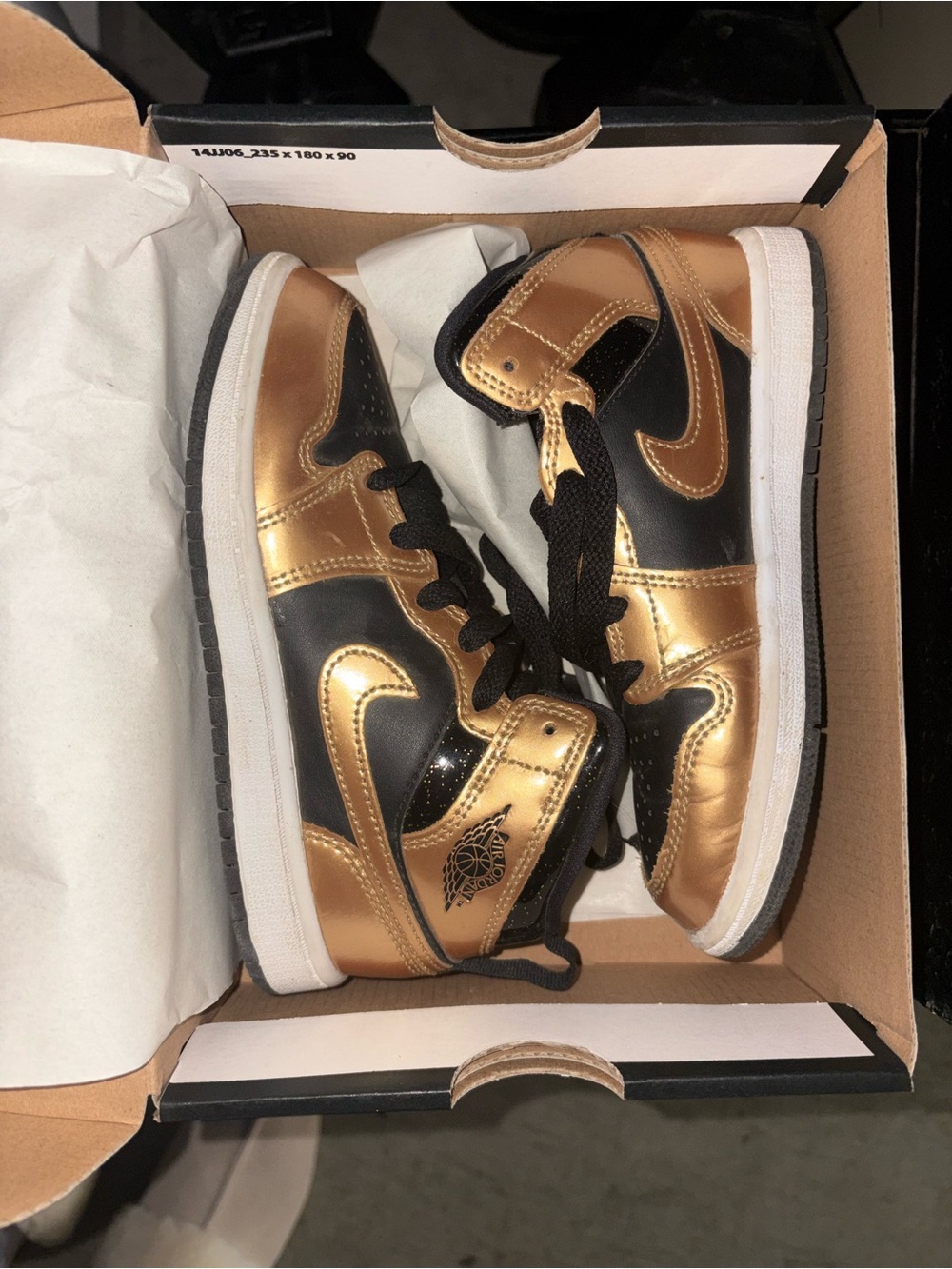 Nike Kids Metallic Gold and Black Low-Top Sneakers - Picture 1 of 3